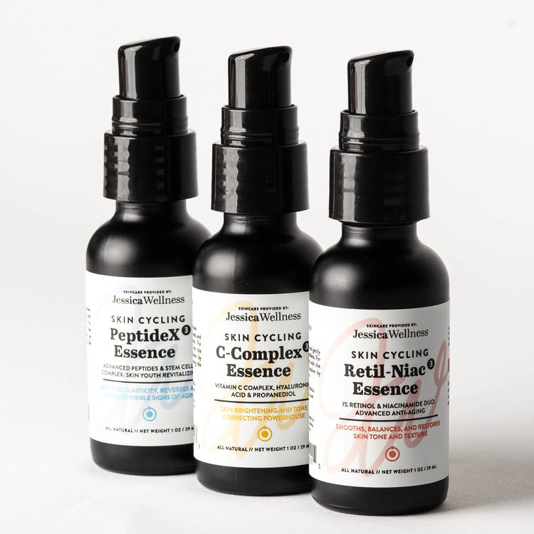 Skin Cycling by Jessica Wellness with peptides, ceramides, retinol, vitaman C, hyaluronic acid - a power bomb for your skin