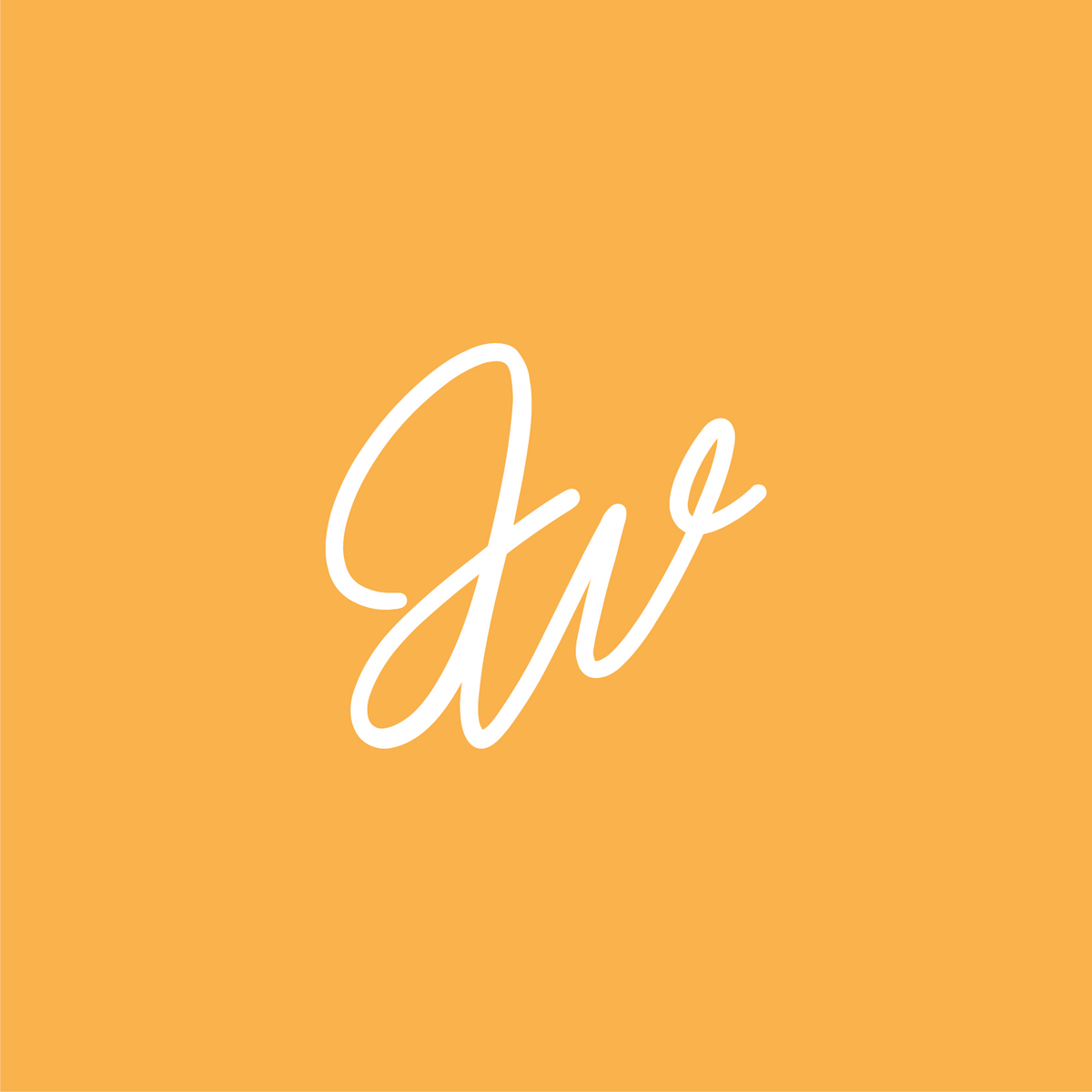 Signature logo in white characters against a pale orange background