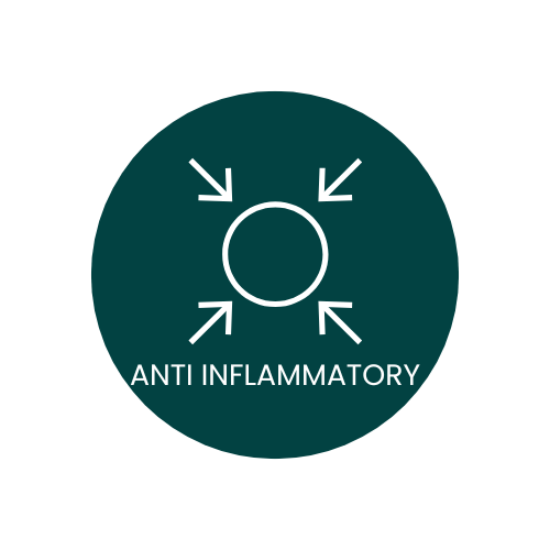 A dark green circular icon with a white outline of a circle in the center. Four white arrows point inward toward the circle from each corner, symbolizing reduction. Below the graphic, the words 